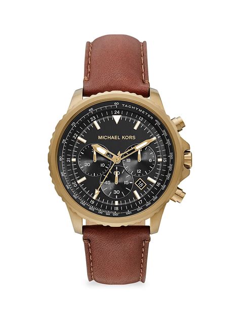 Michael Kors Cortlandt Chronograph Brown Leather Men's Watch 